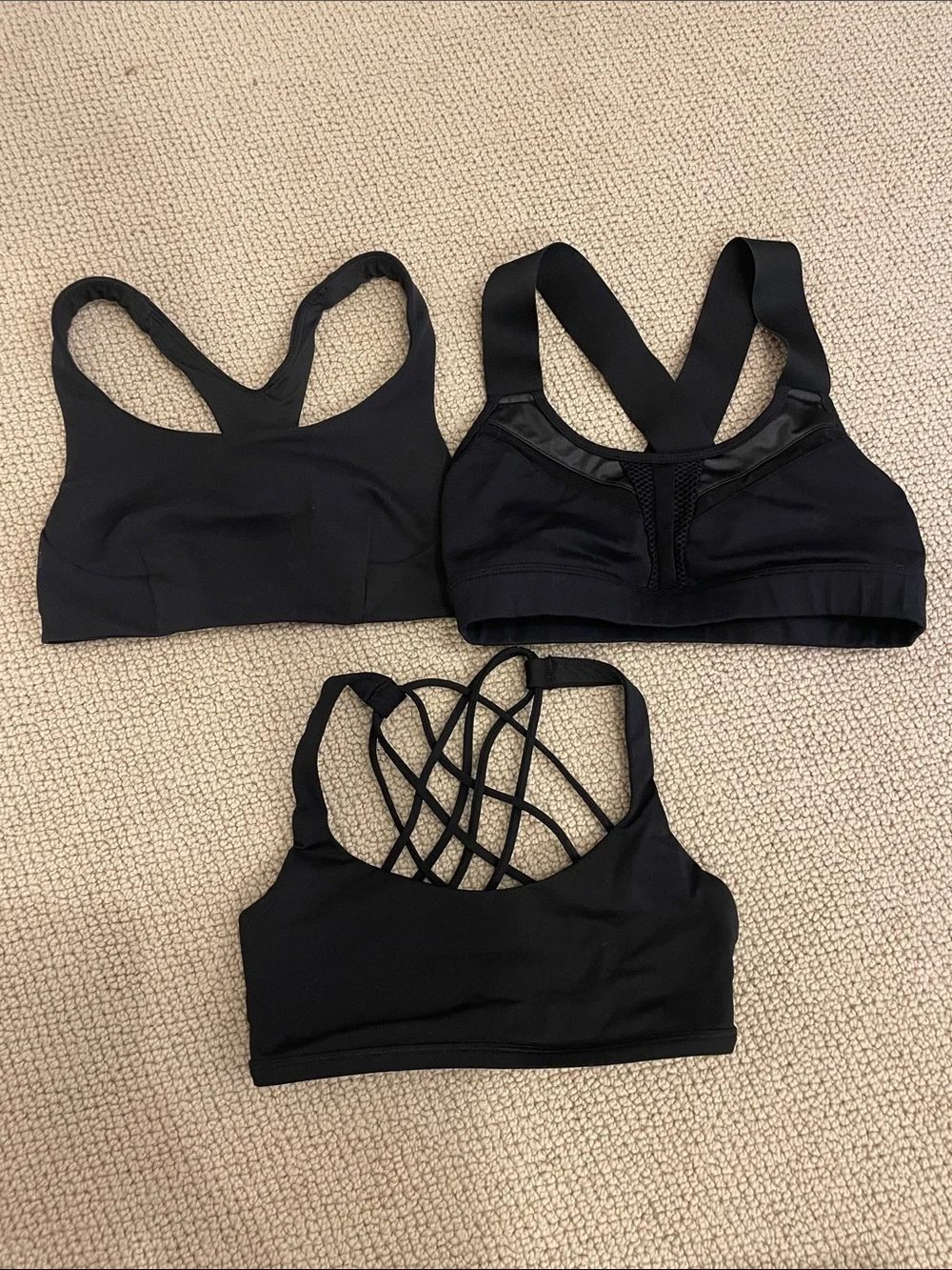 Bundle of 3 - Lululemon and Alo - Black Sports Bras - Sz 4